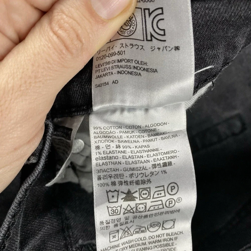 Levis 514 Straight Jeans Mens 34x31 Black Mid Rise Denim‎